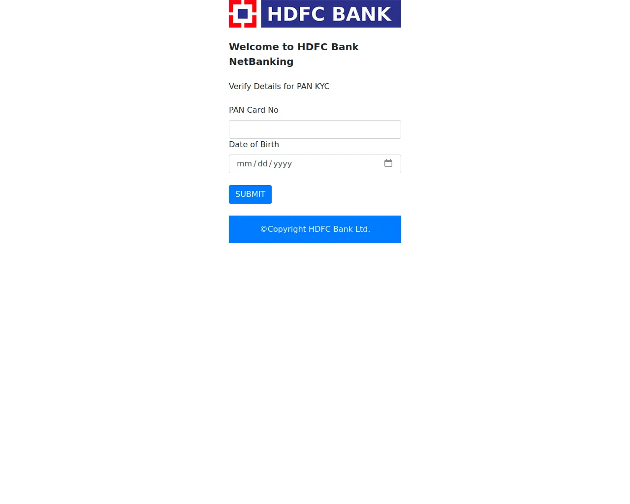 Screenshot of hdfcbank.netlify.app