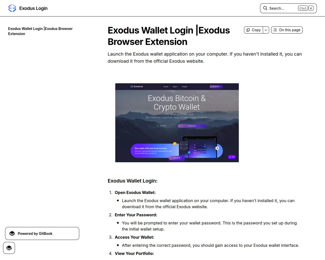 Screenshot of exduswalletloogin.gitbook.io