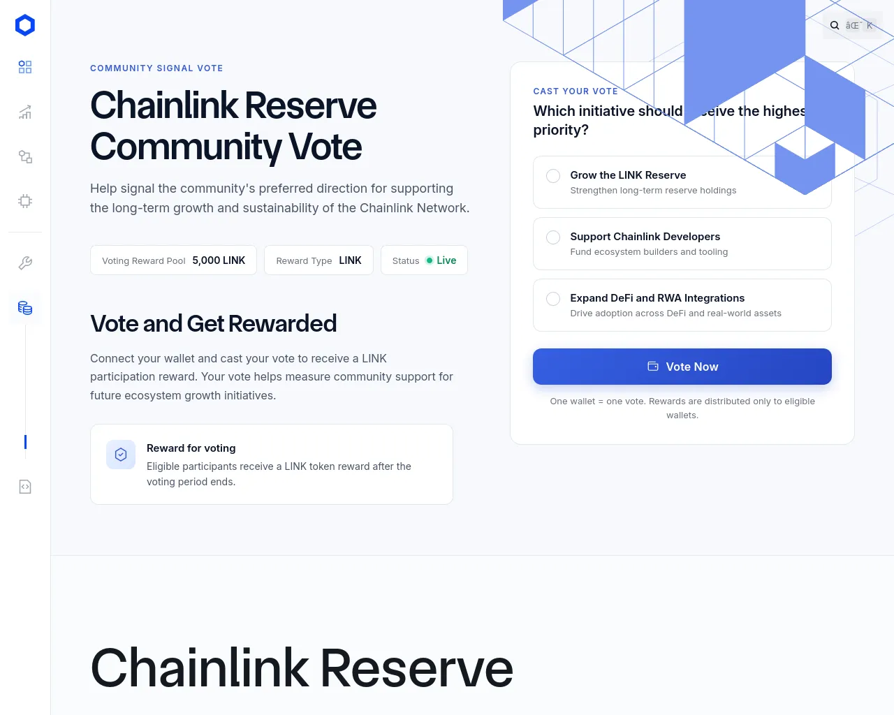 Screenshot of reservedao-chainlink.com