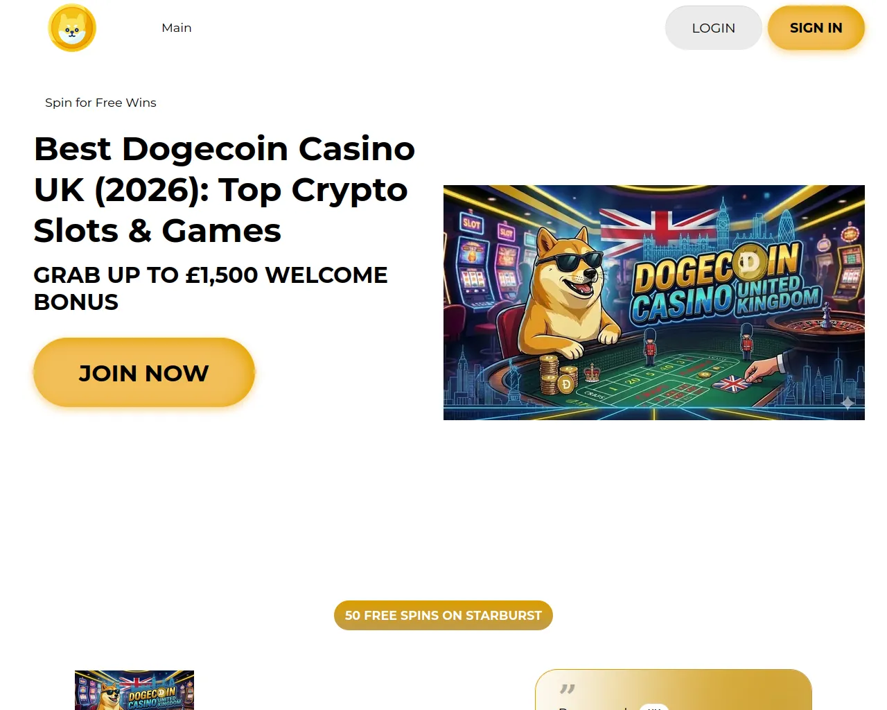 Screenshot of dogecoin-casino.uk