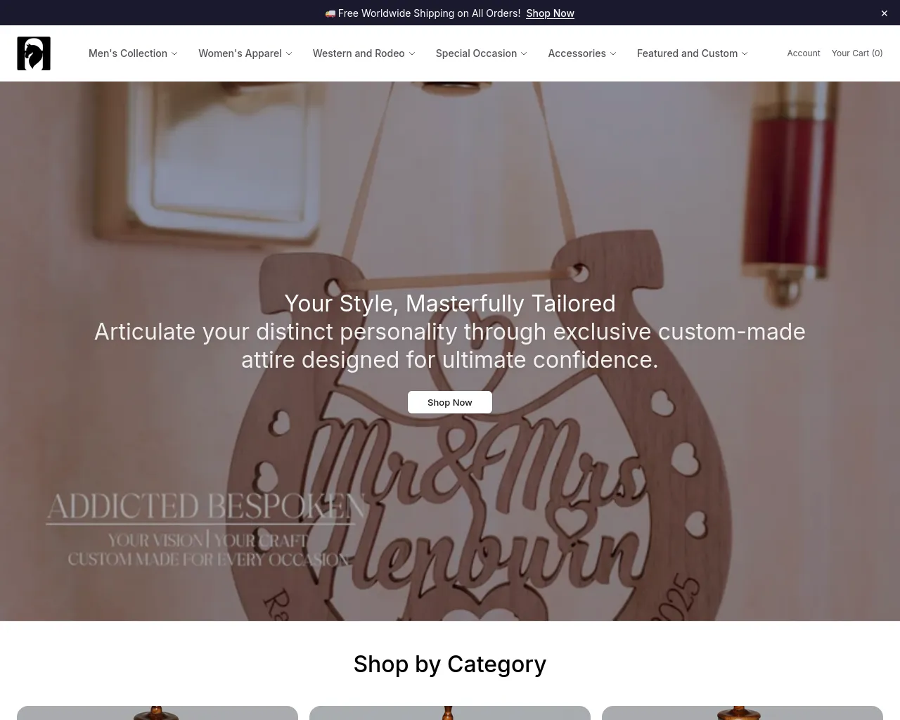 Screenshot of addictedbespokenhq.shop