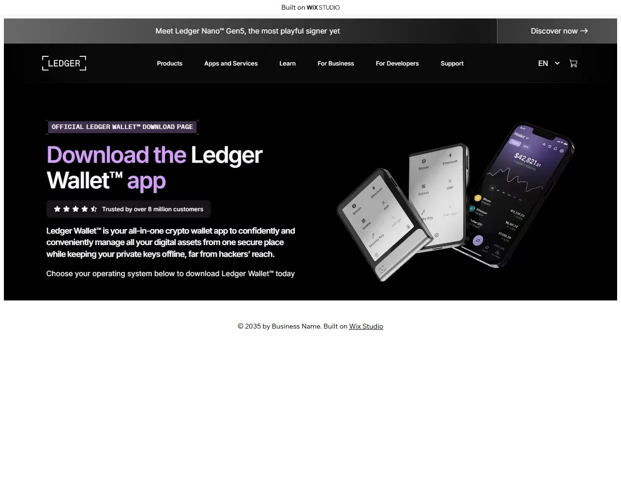 Screenshot of en-ledgr-live.wixstudio.com