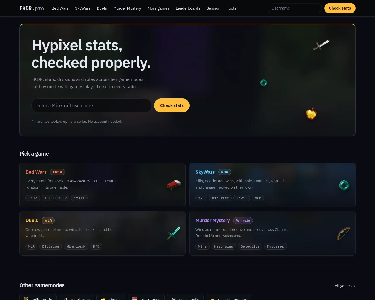 Screenshot of fkdr.pro