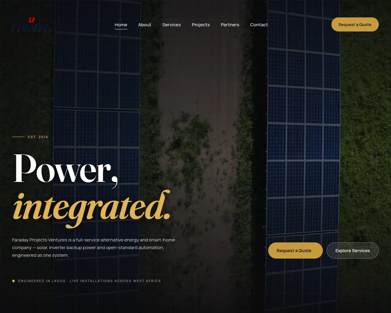 Screenshot of faradayprojects.com