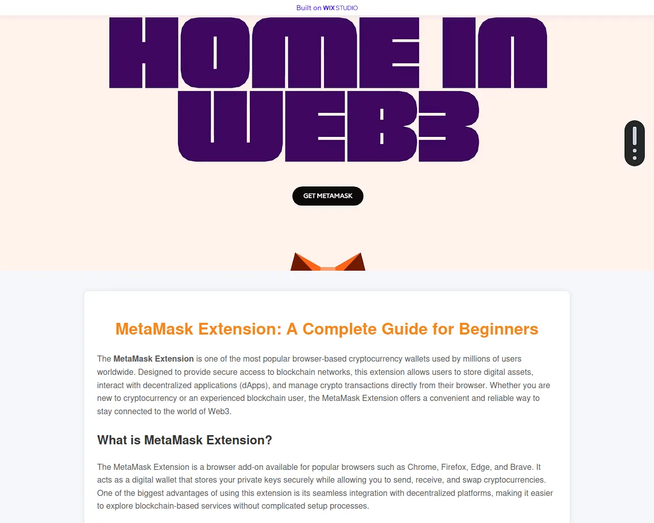 Screenshot of metamaskk-extensions.wixstudio.com