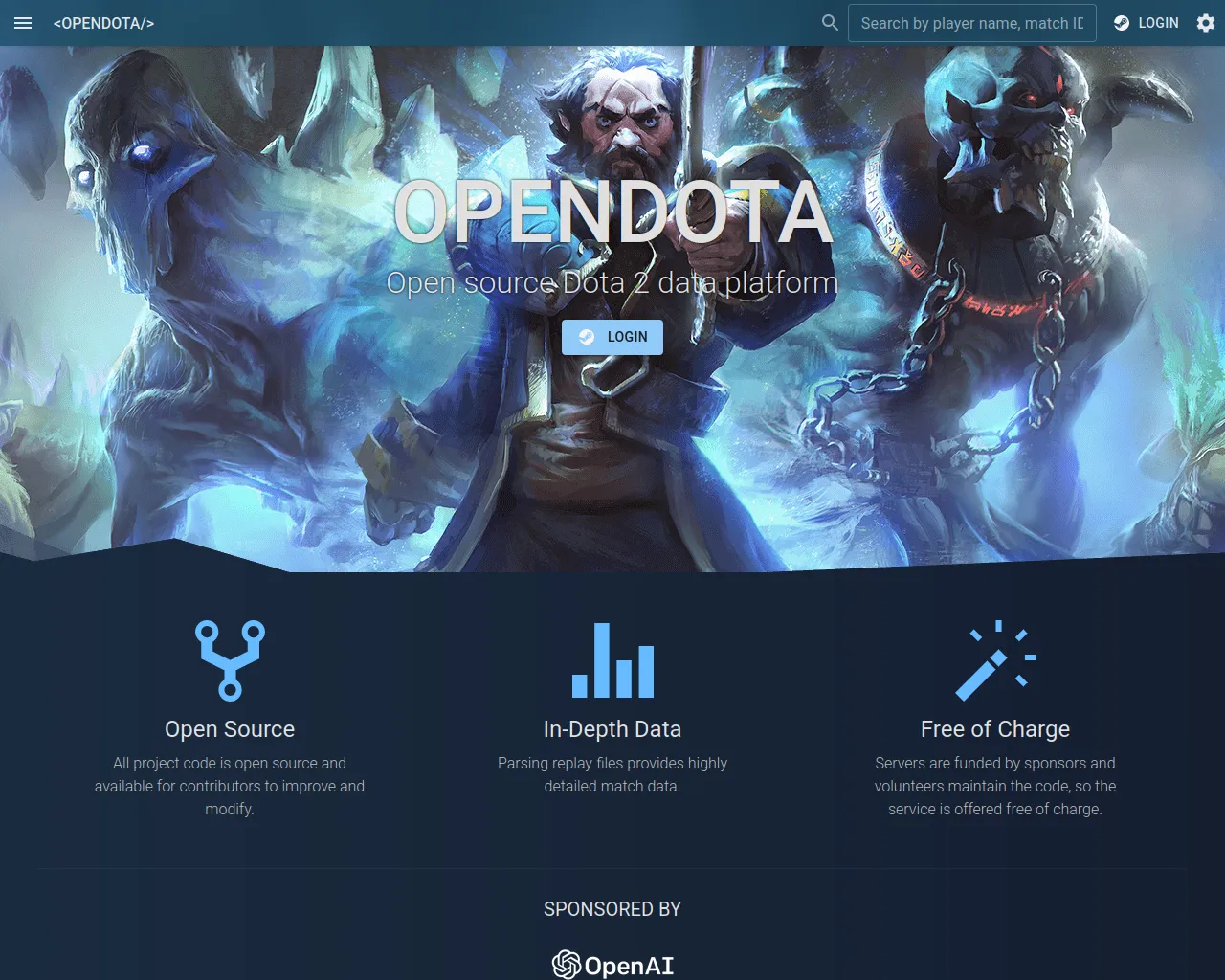Screenshot of opendota.net