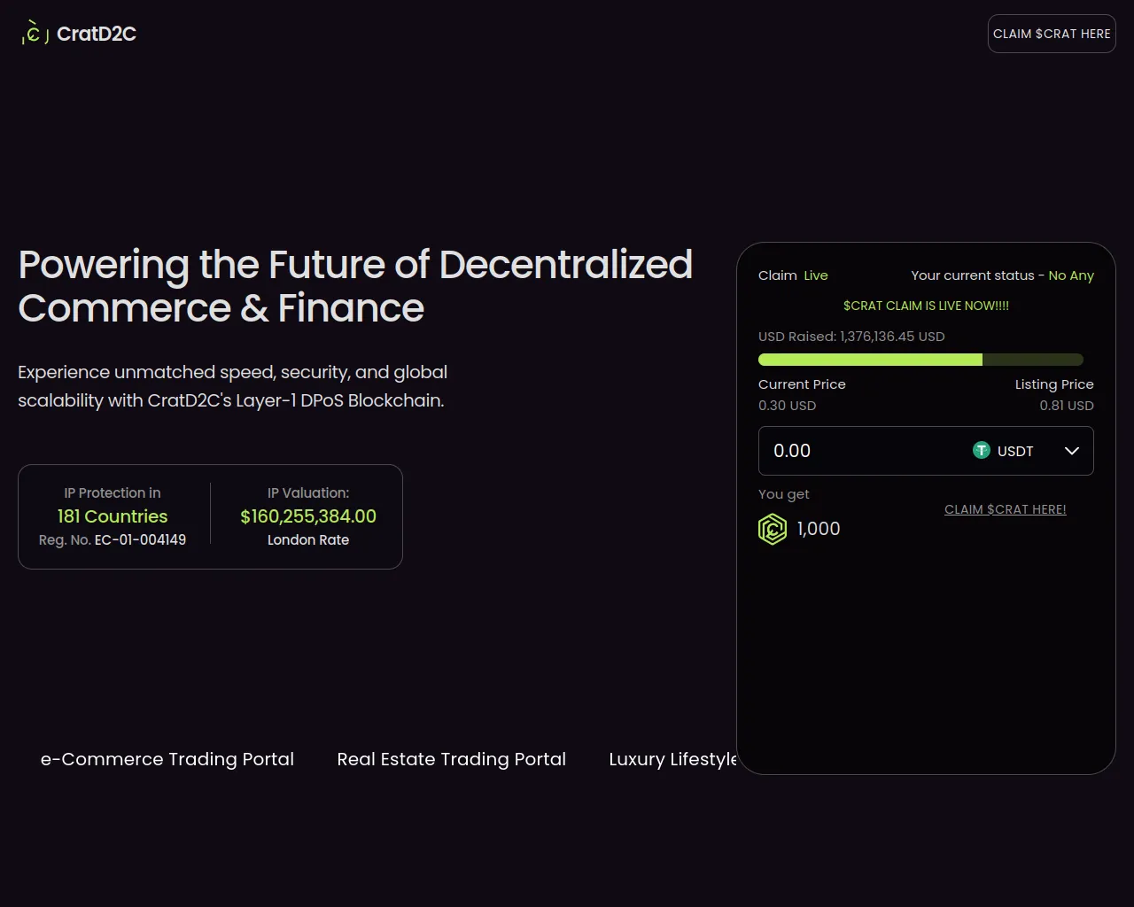 Screenshot of cratdappclaim.vercel.app