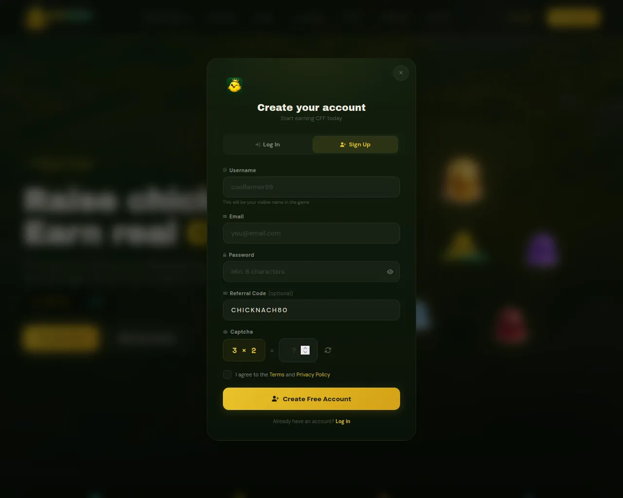 Screenshot of chickfarmers.com