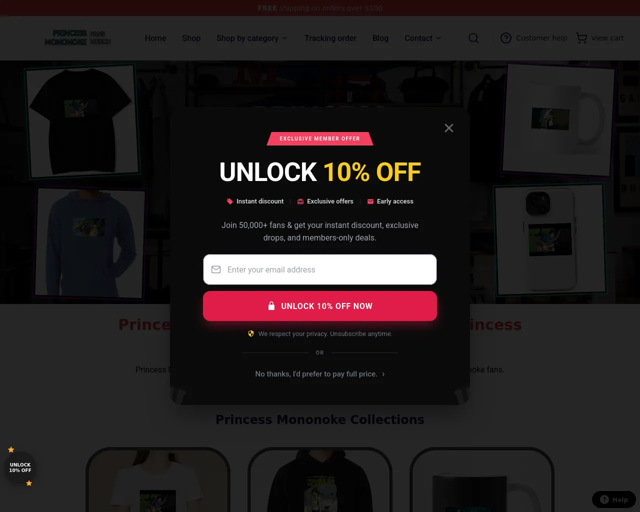 Screenshot of princess-mononoke.shop