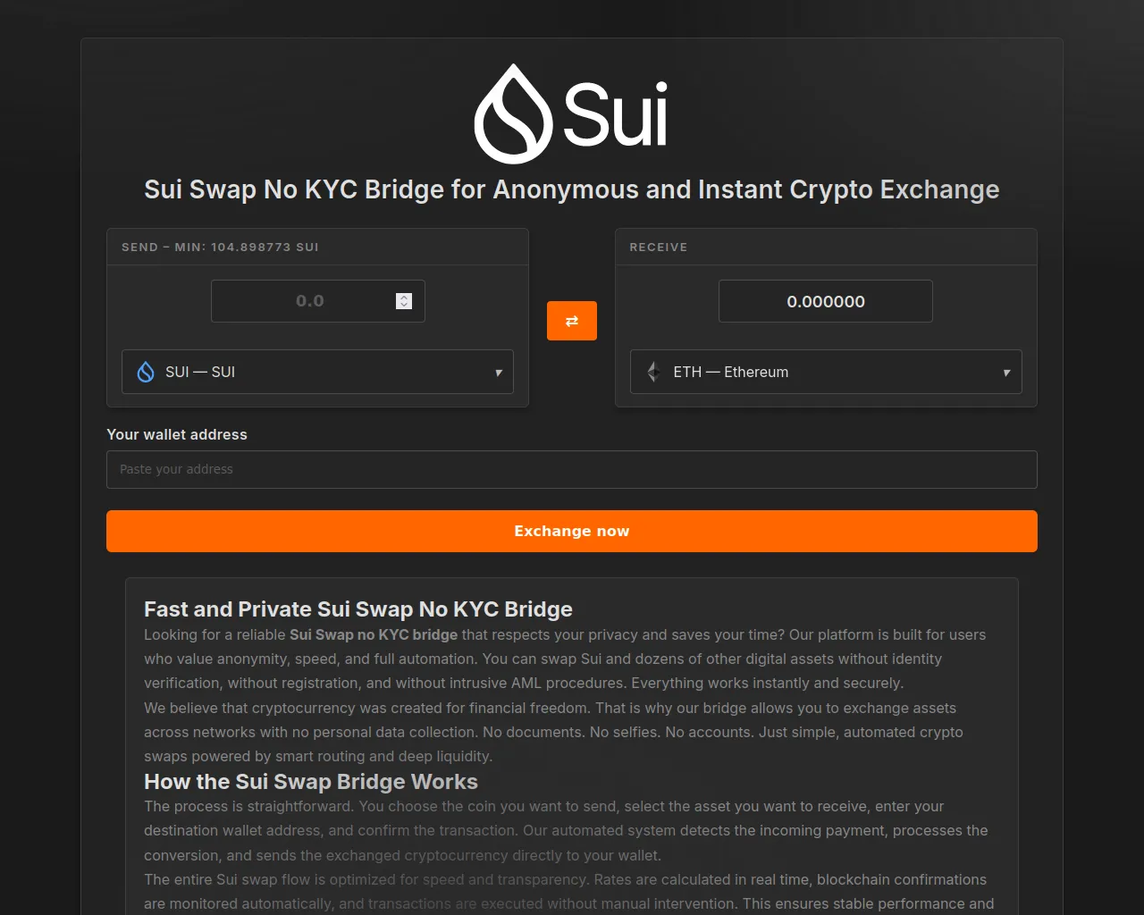 Screenshot of su-no-kyc-swap.com