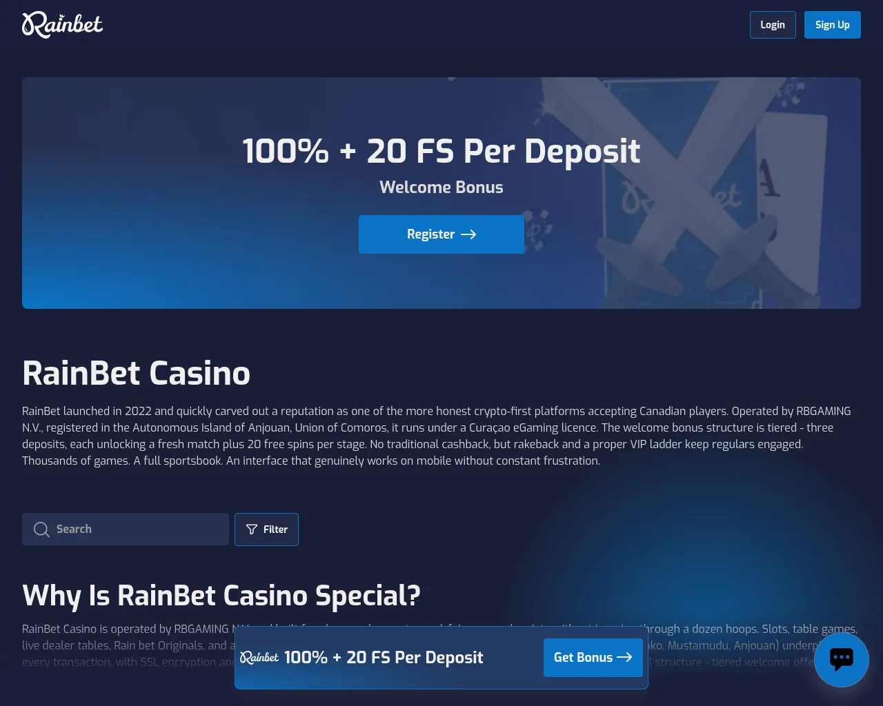 Screenshot of casinorainbet-canada.net