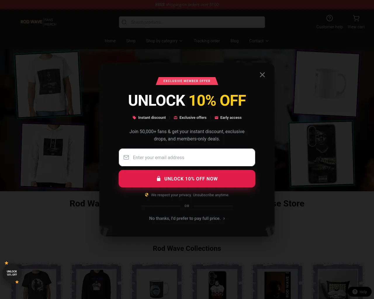Screenshot of rodwavemerchandise.shop