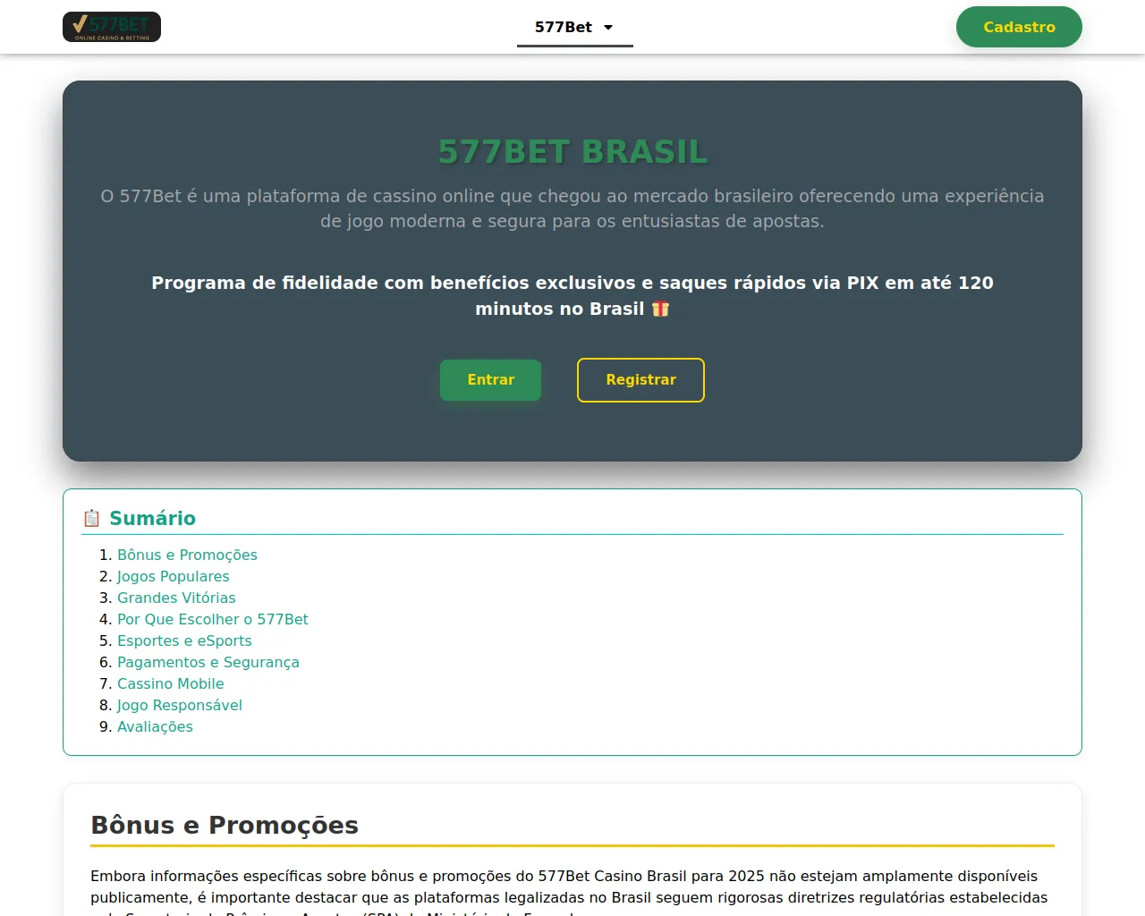 Screenshot of 577betonlinebrasil.com