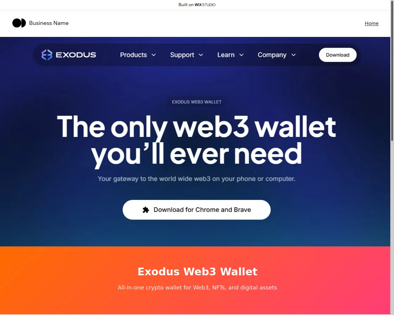Screenshot of exadus-web3.wixstudio.com