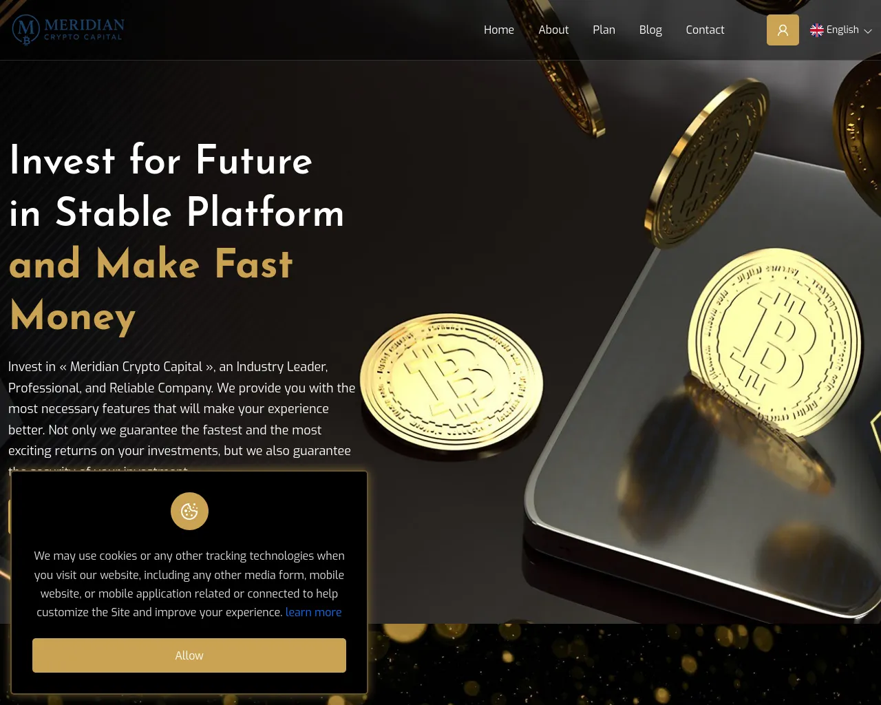 Screenshot of meridiancryptocapital.com