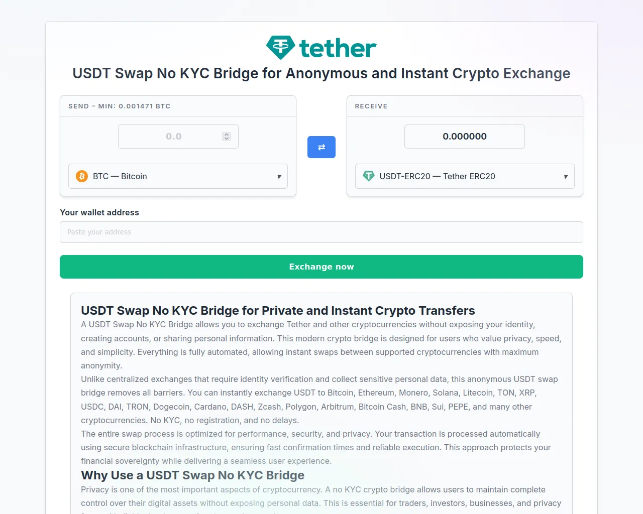 Screenshot of us-no-kyc-swap.com