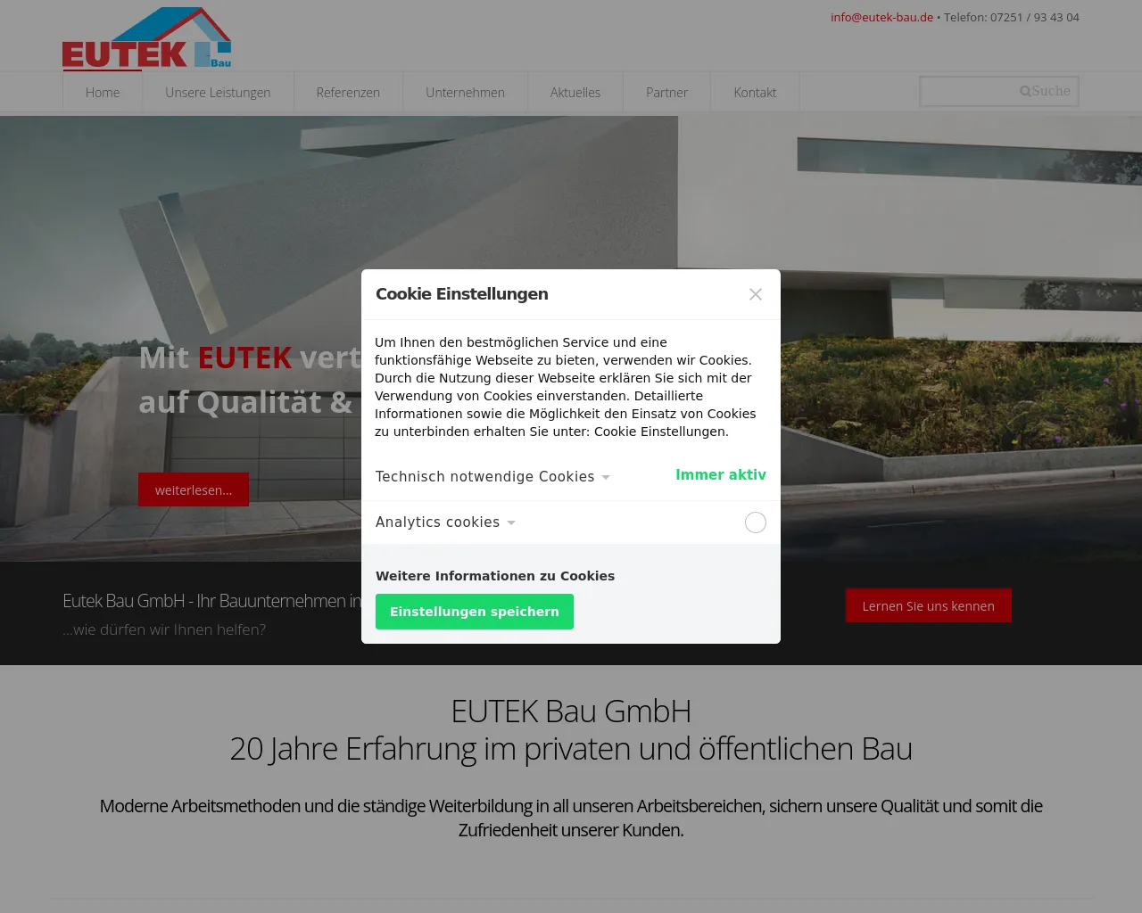Screenshot of eutek-bau.de