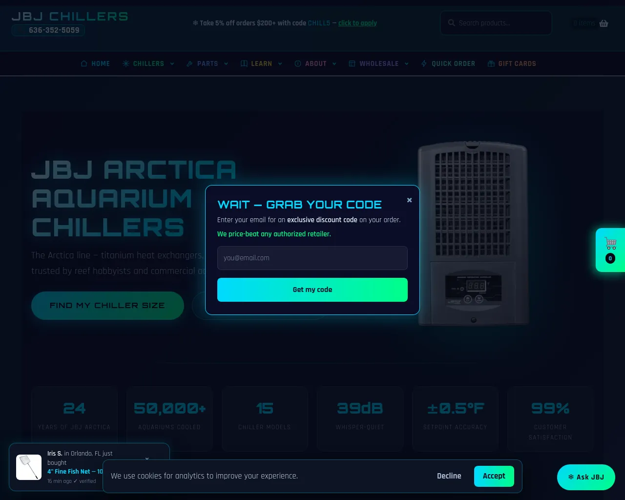 Screenshot of arcticachillers.com