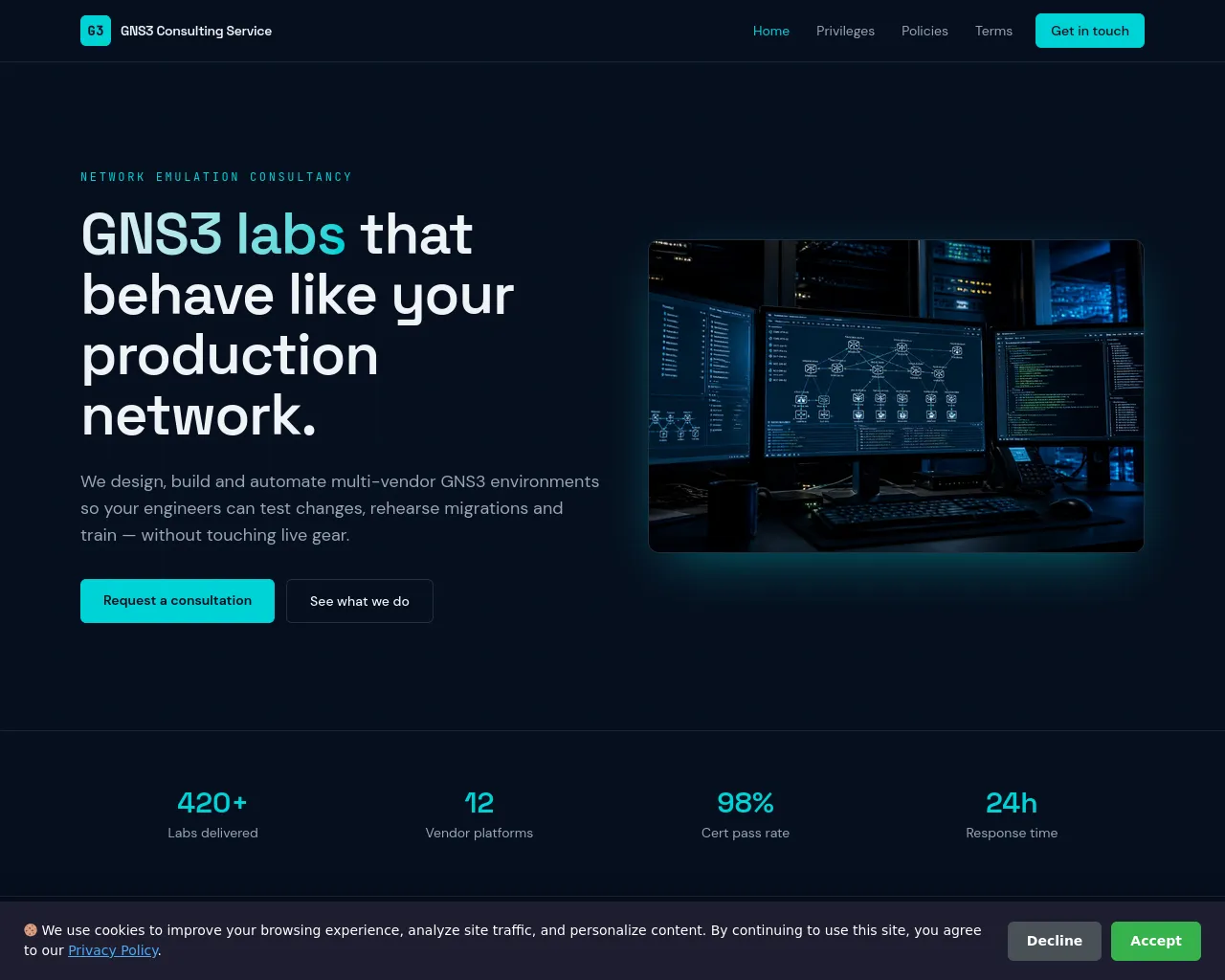 Screenshot of gns3dev.app