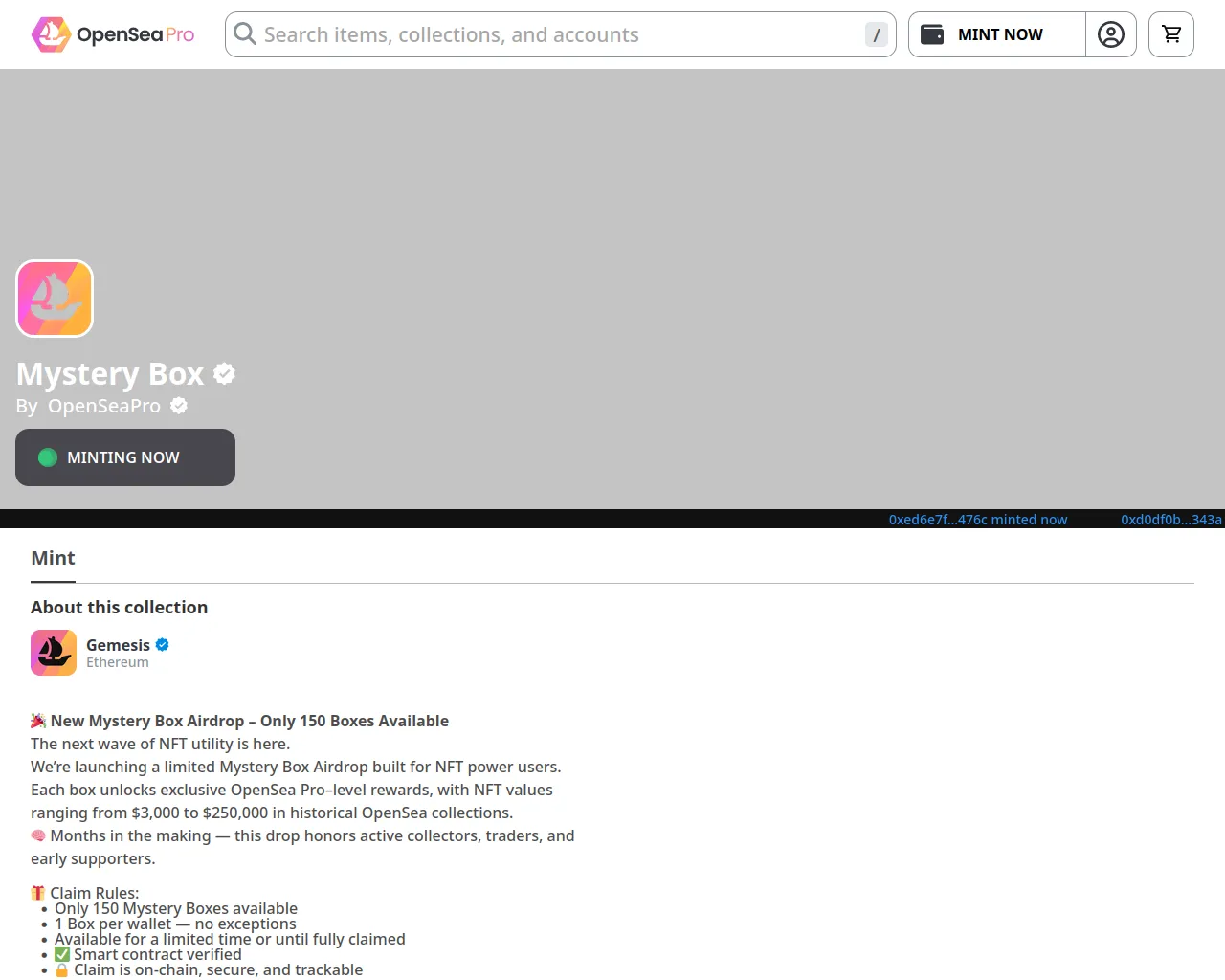 Screenshot of nft-giftbox15-kohl.vercel.app