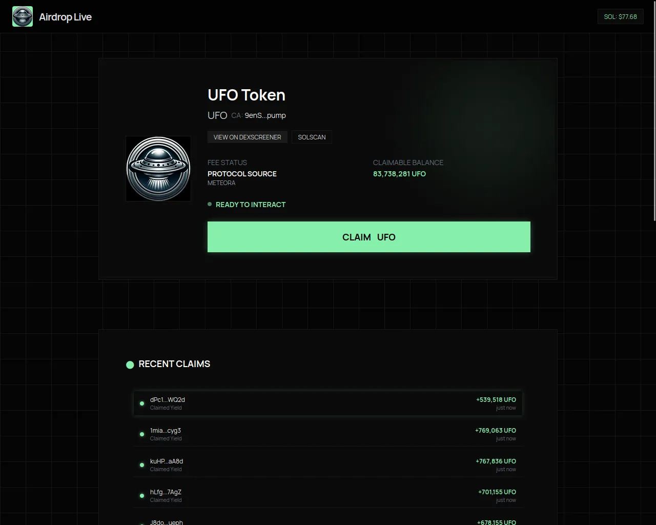 Screenshot of giveaway-pump.fun