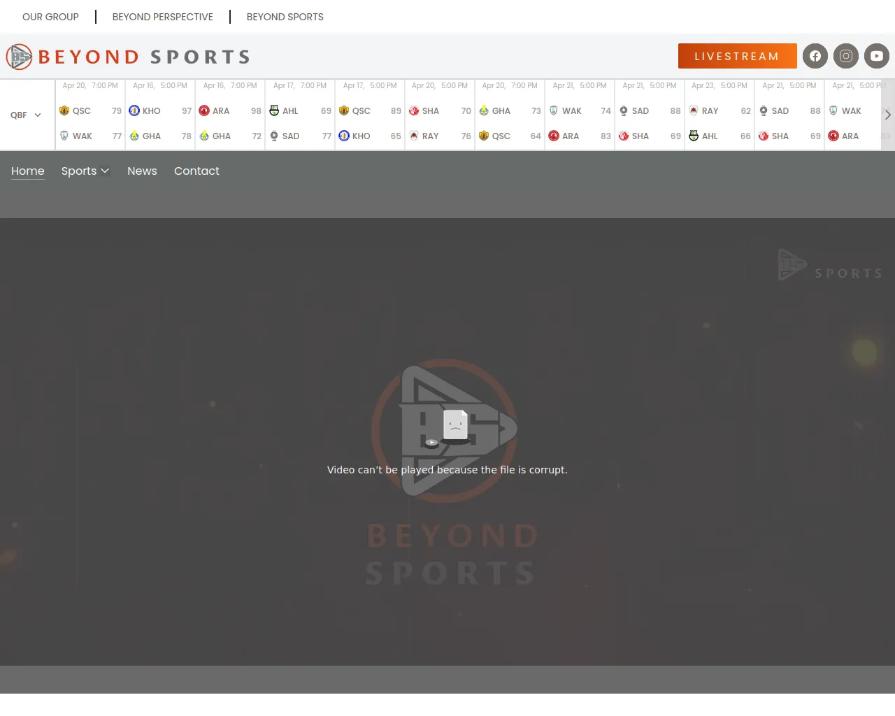 Screenshot of beyondsports.live