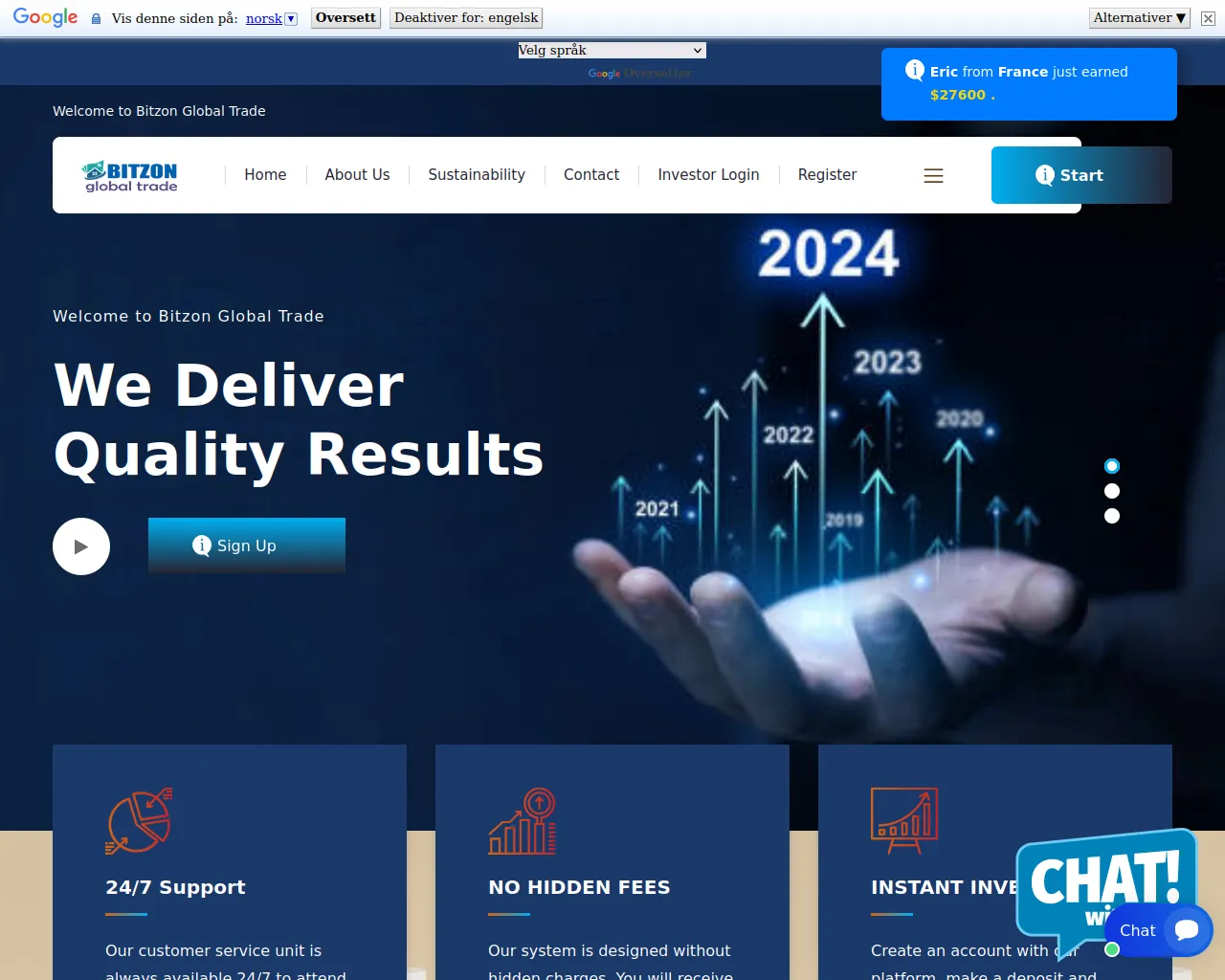 Screenshot of bitzonglobaltrades.com