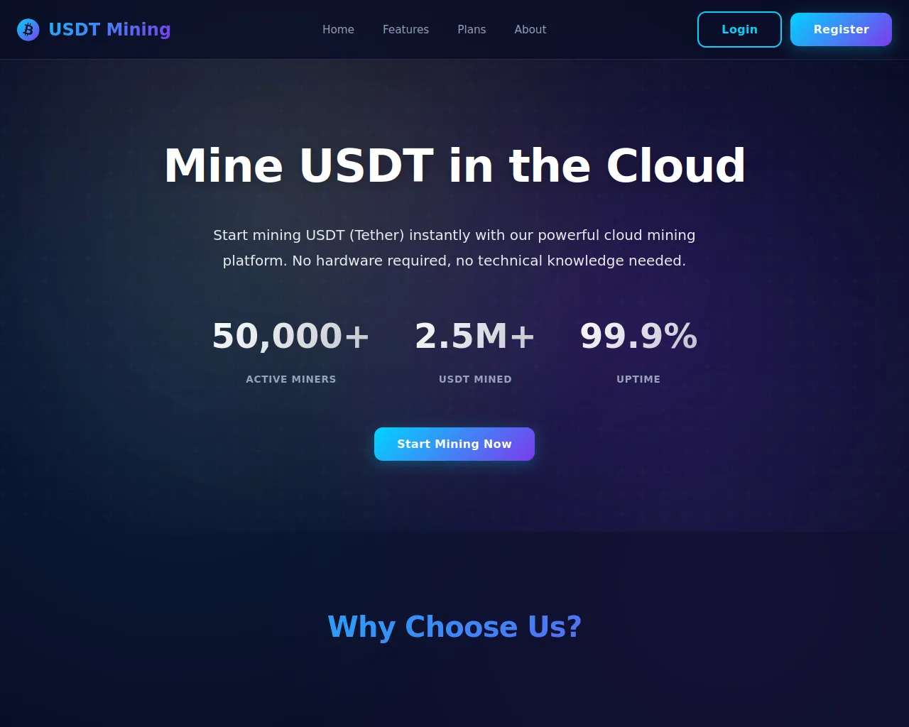 Screenshot of usdtminingwebsite-cryptomining-628f081a-2667.app.omni-coder.com