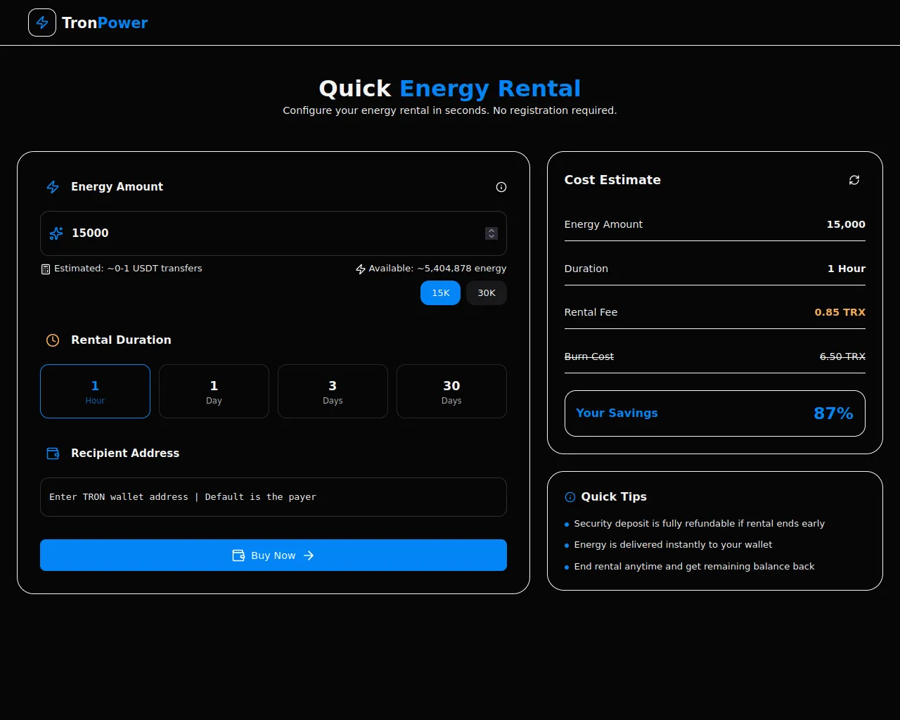 Screenshot of tron-power.jamsrnodes.cloud