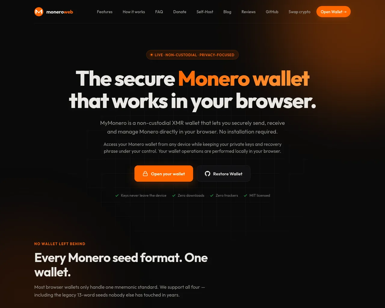 Screenshot of mymoneroweb.com