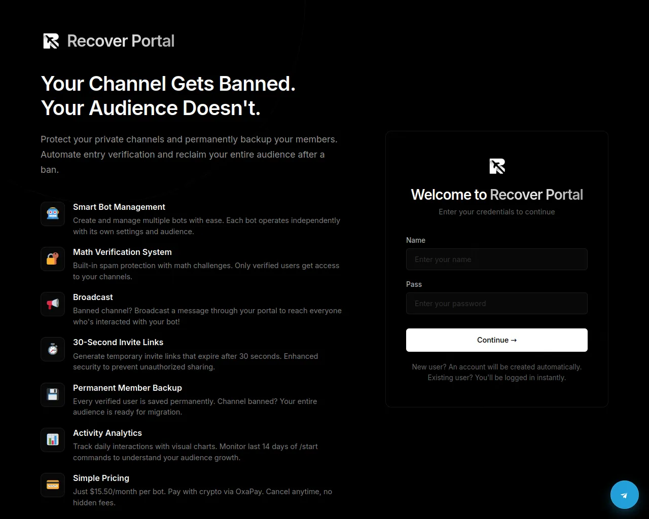 Screenshot of recportal.xyz