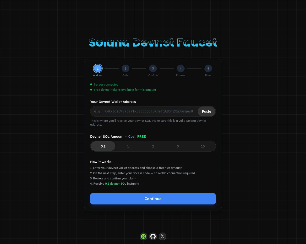 Screenshot of solana-devnet-faucet.com