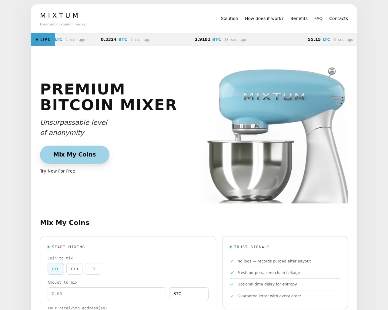 Screenshot of mixtum-mixer.top