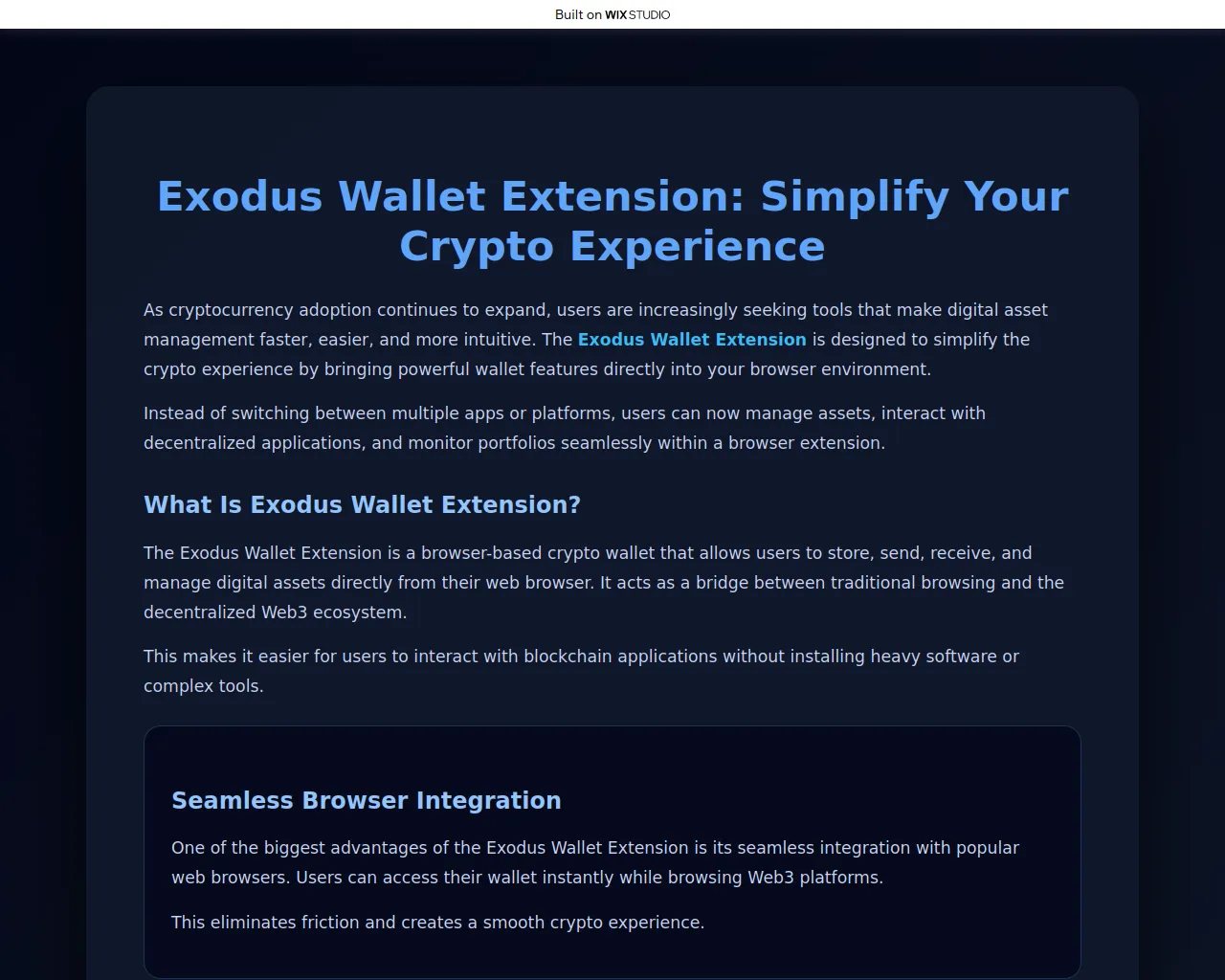 Screenshot of exadus-apps.wixstudio.com