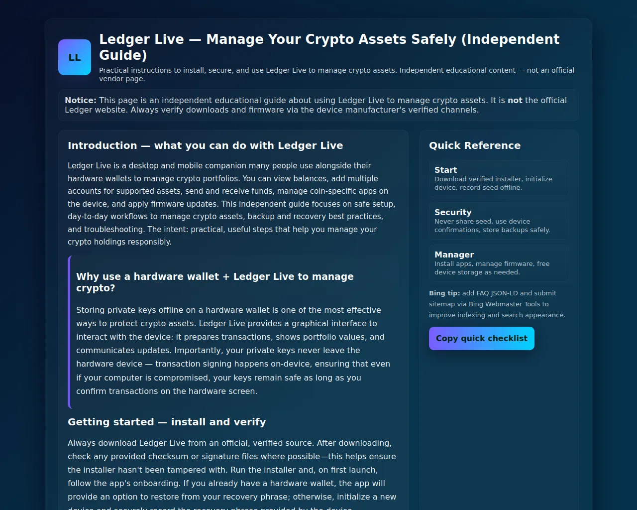 Screenshot of io-ledgr-lives.pages.dev