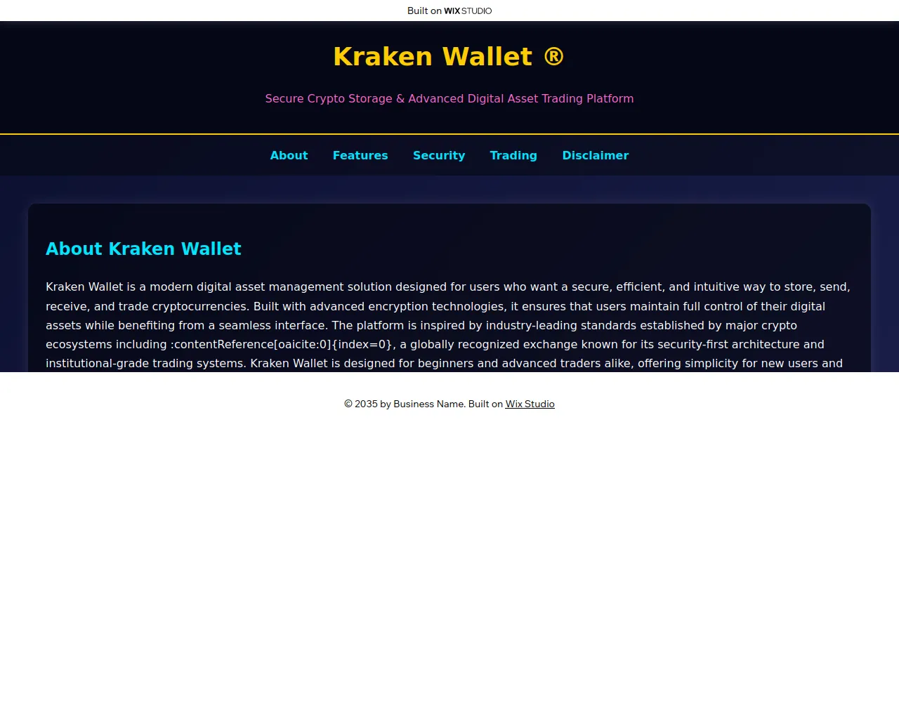Screenshot of en-us-krraken.wixstudio.com