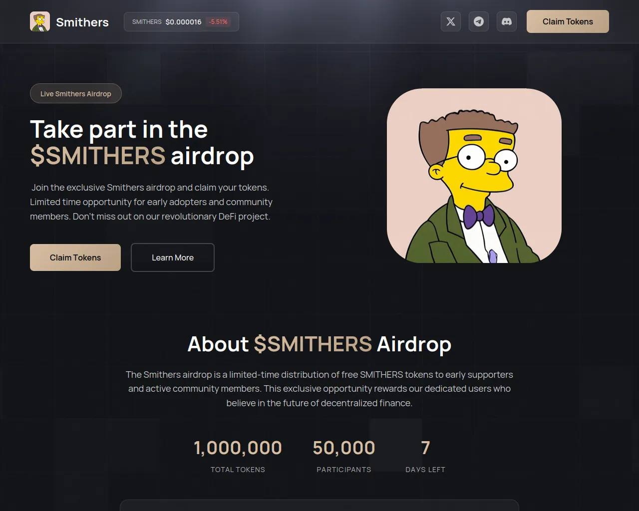 Screenshot of event-smithers.fun
