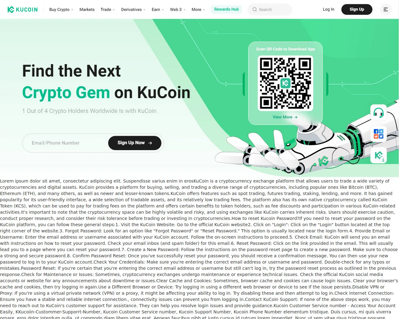 Screenshot of kuccoin-custtomer-serrvvic-nnumber.webflow.io