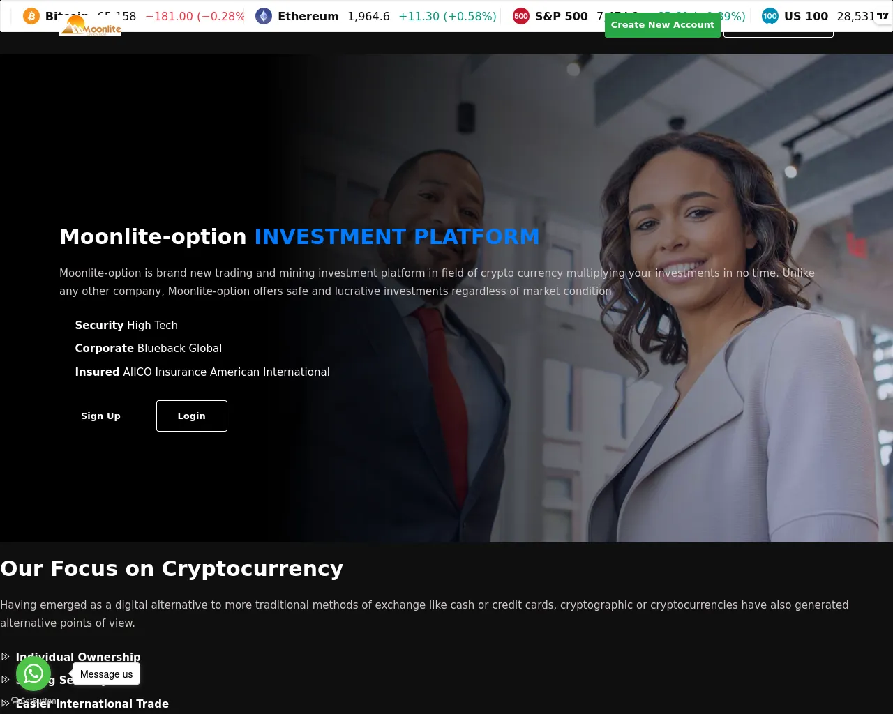 Screenshot of moonlite-options.info