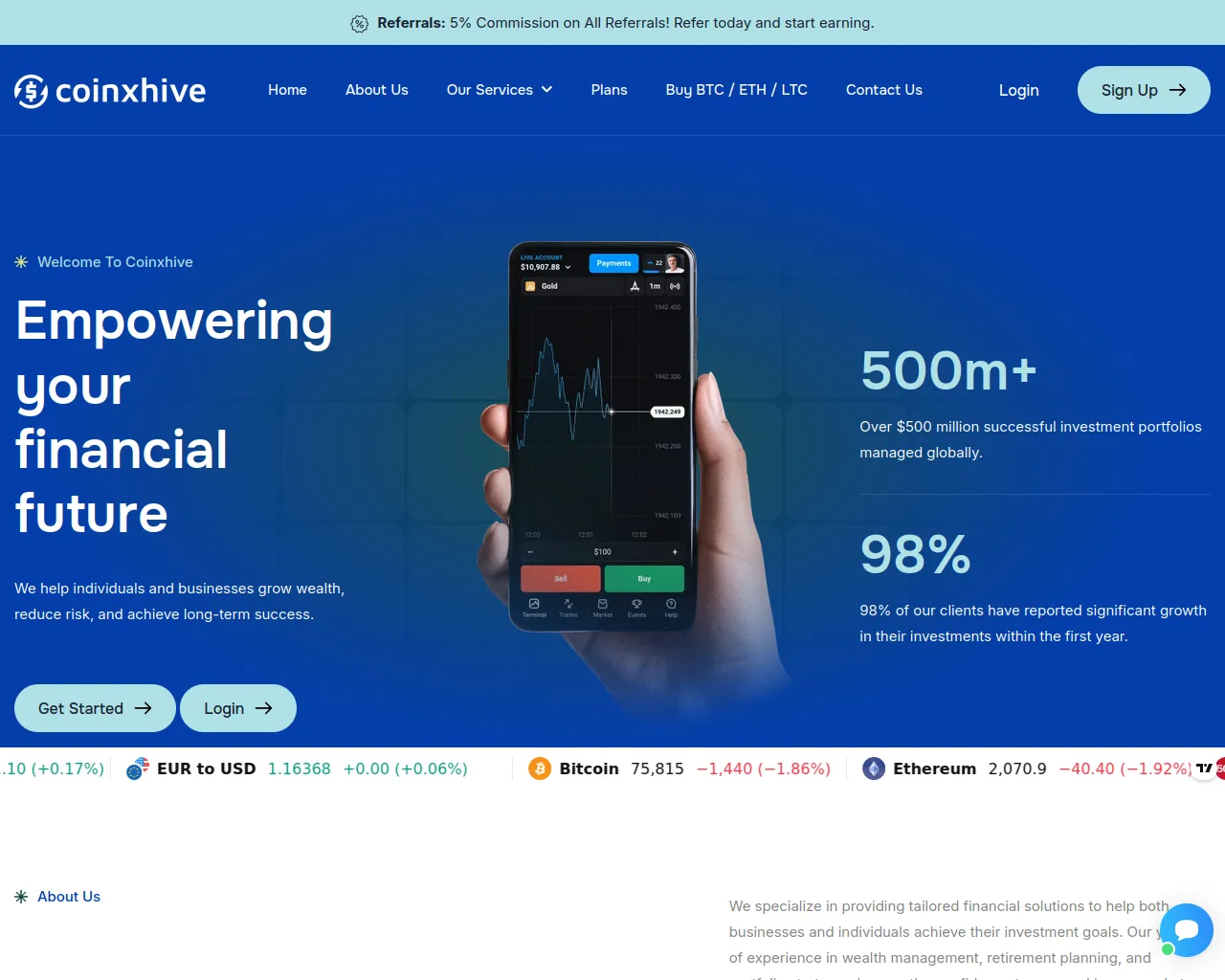 Screenshot of coinxhive.com