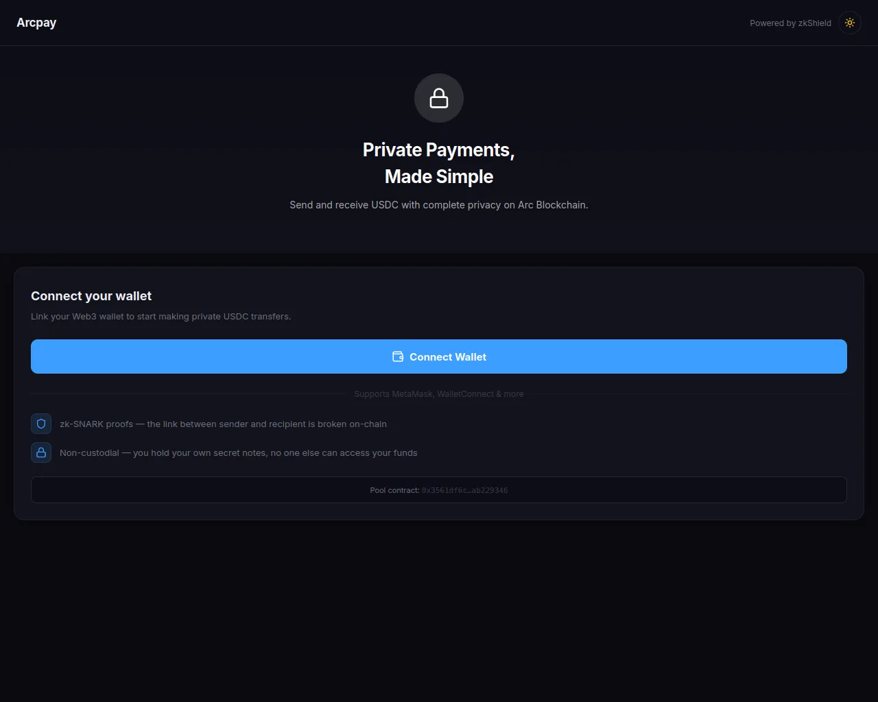 Screenshot of arcpays.xyz