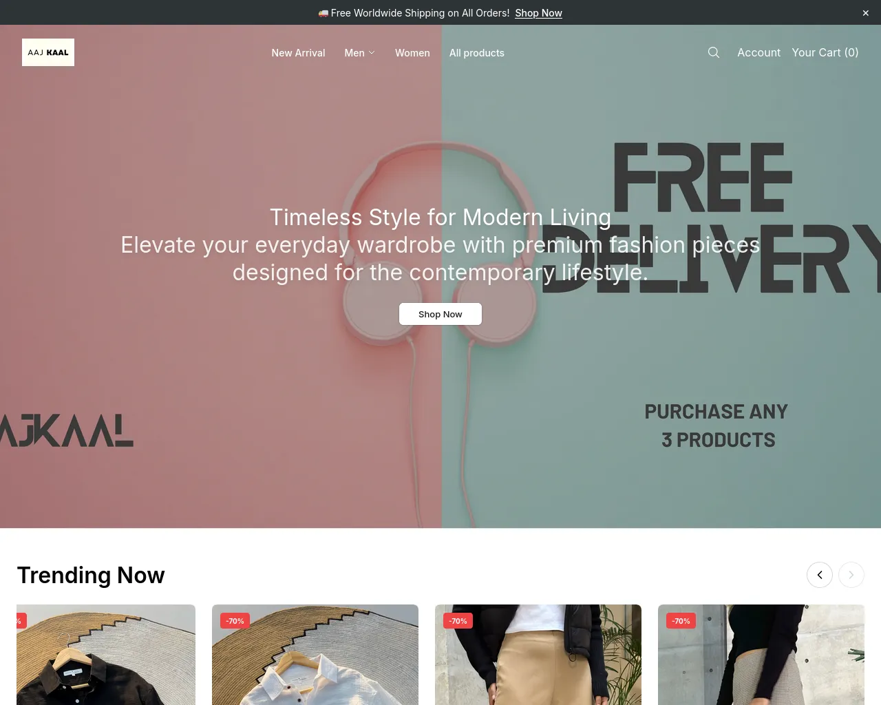 Screenshot of aajkaalwear.shop