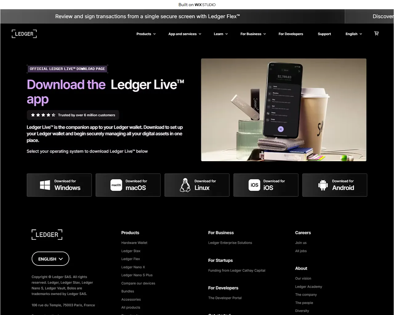 Screenshot of server-download.wixstudio.com