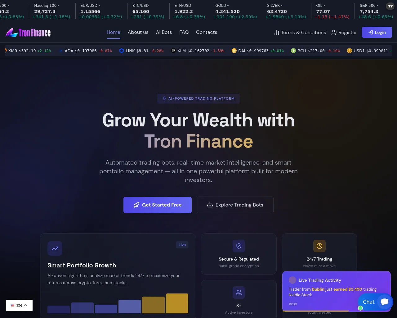 Screenshot of tronfinnance.com