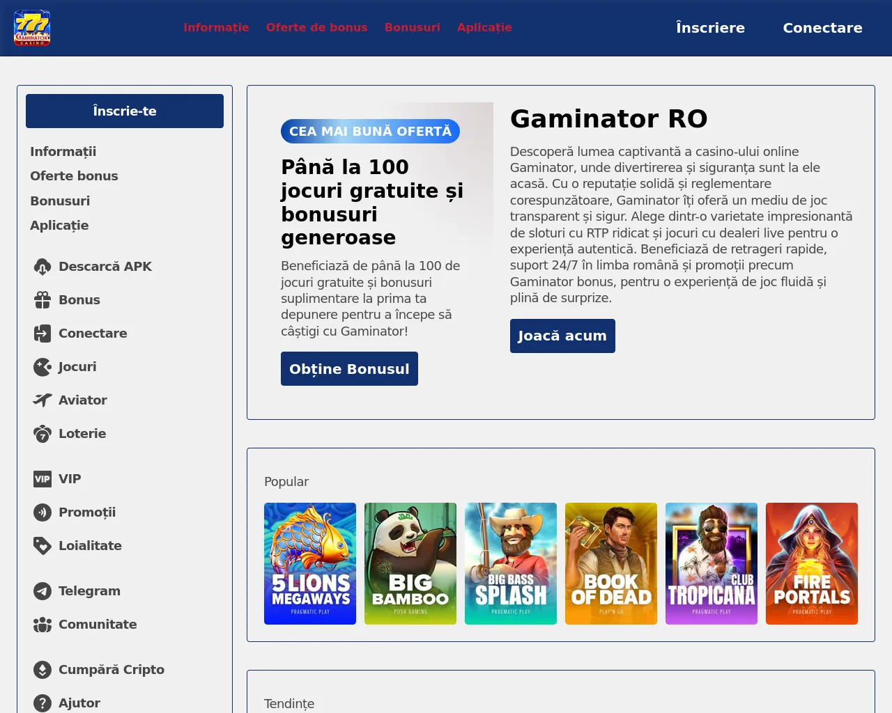 Screenshot of gaminatorro.com