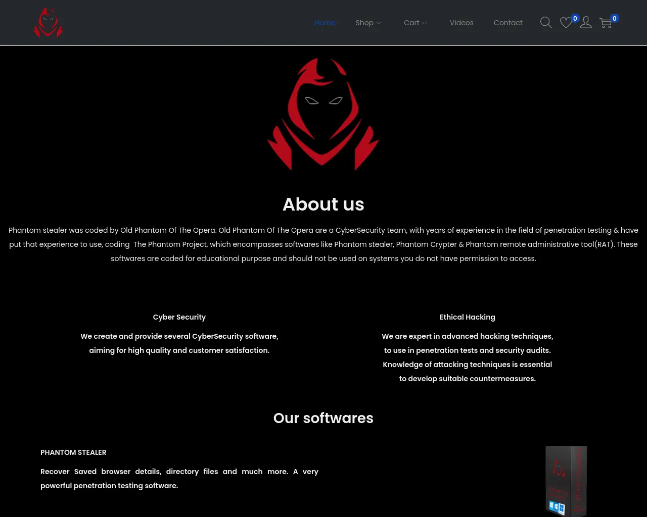 Screenshot of phantomsoftwares.site