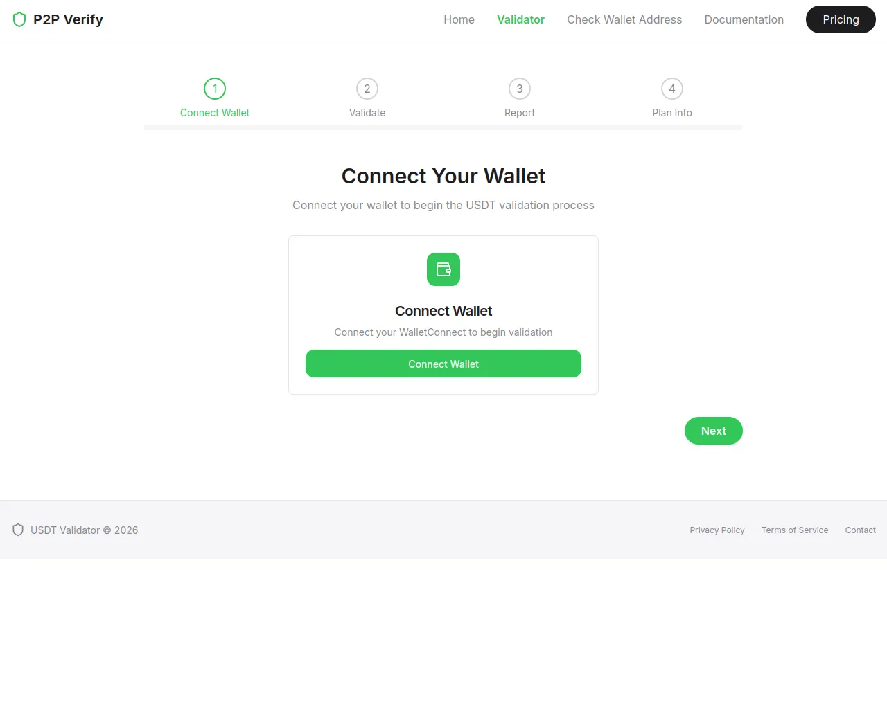 Screenshot of p2pverify.org