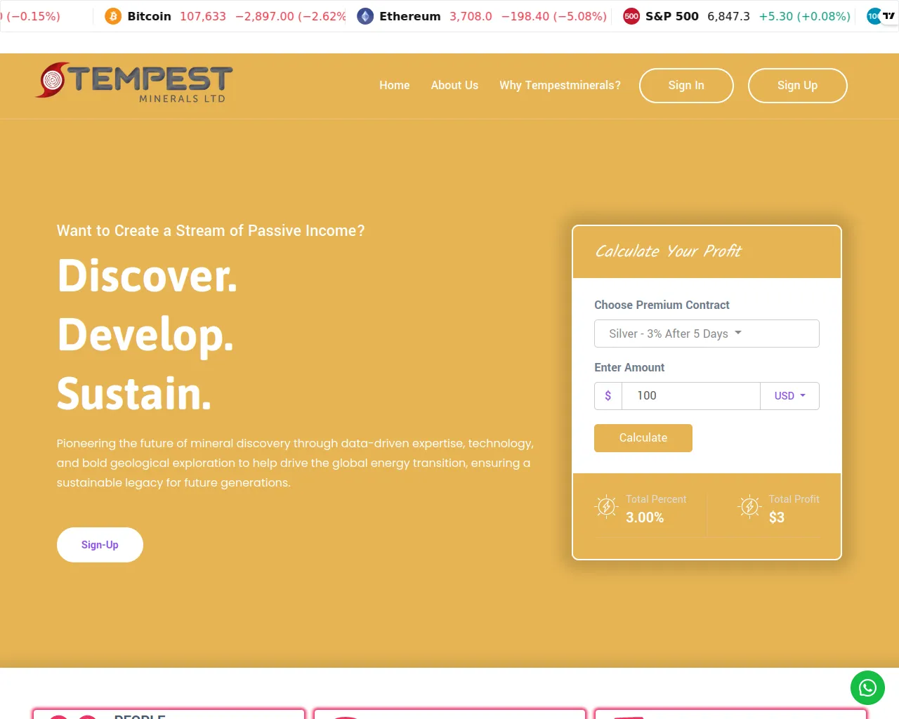 Screenshot of tempestmineralsinc.com