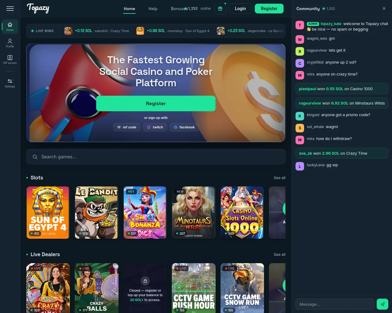 Screenshot of topazy.fun
