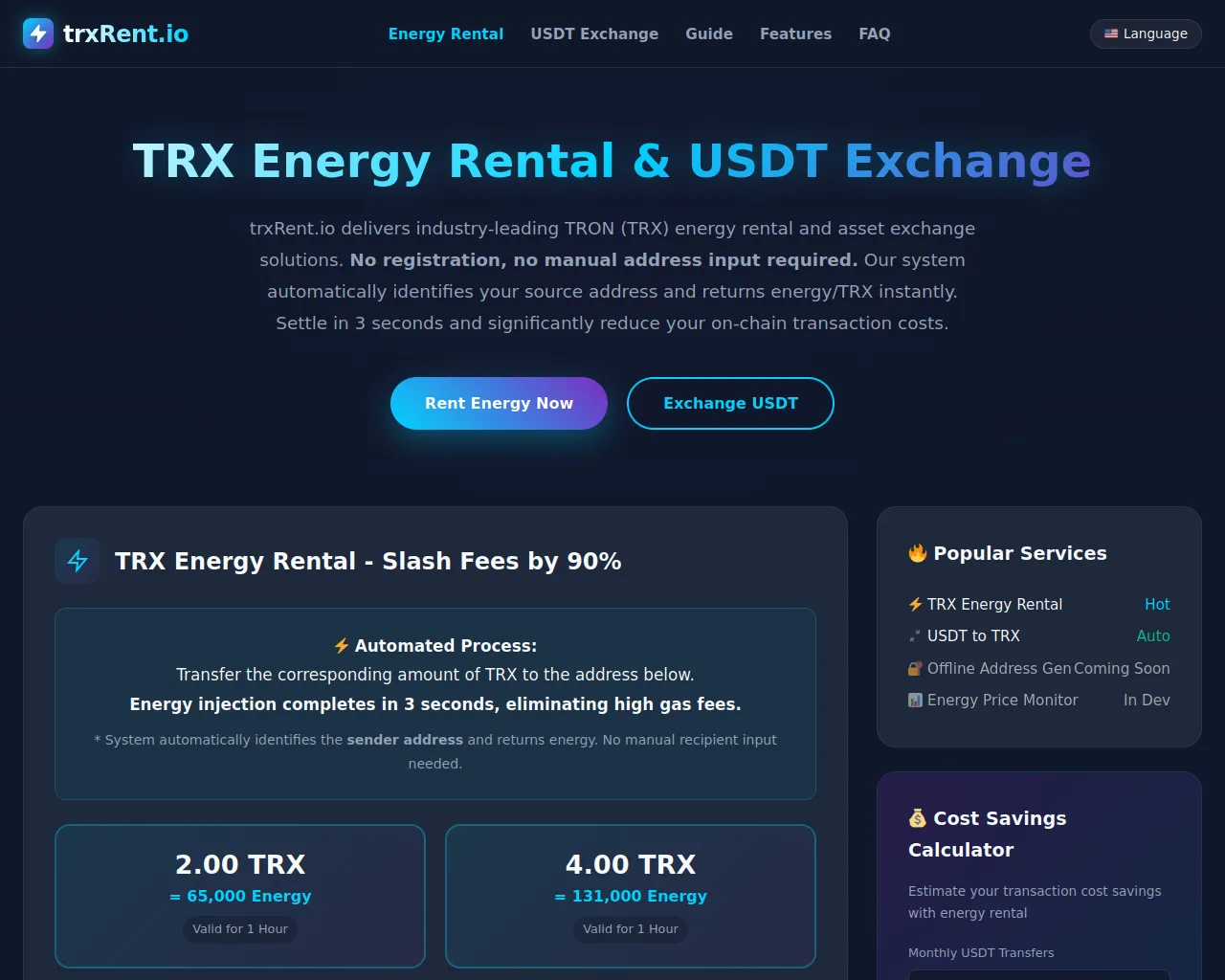 Screenshot of trxrent.io